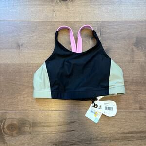 Prana Women's Baja Bound Swim Top Black Color Block size Small NWT